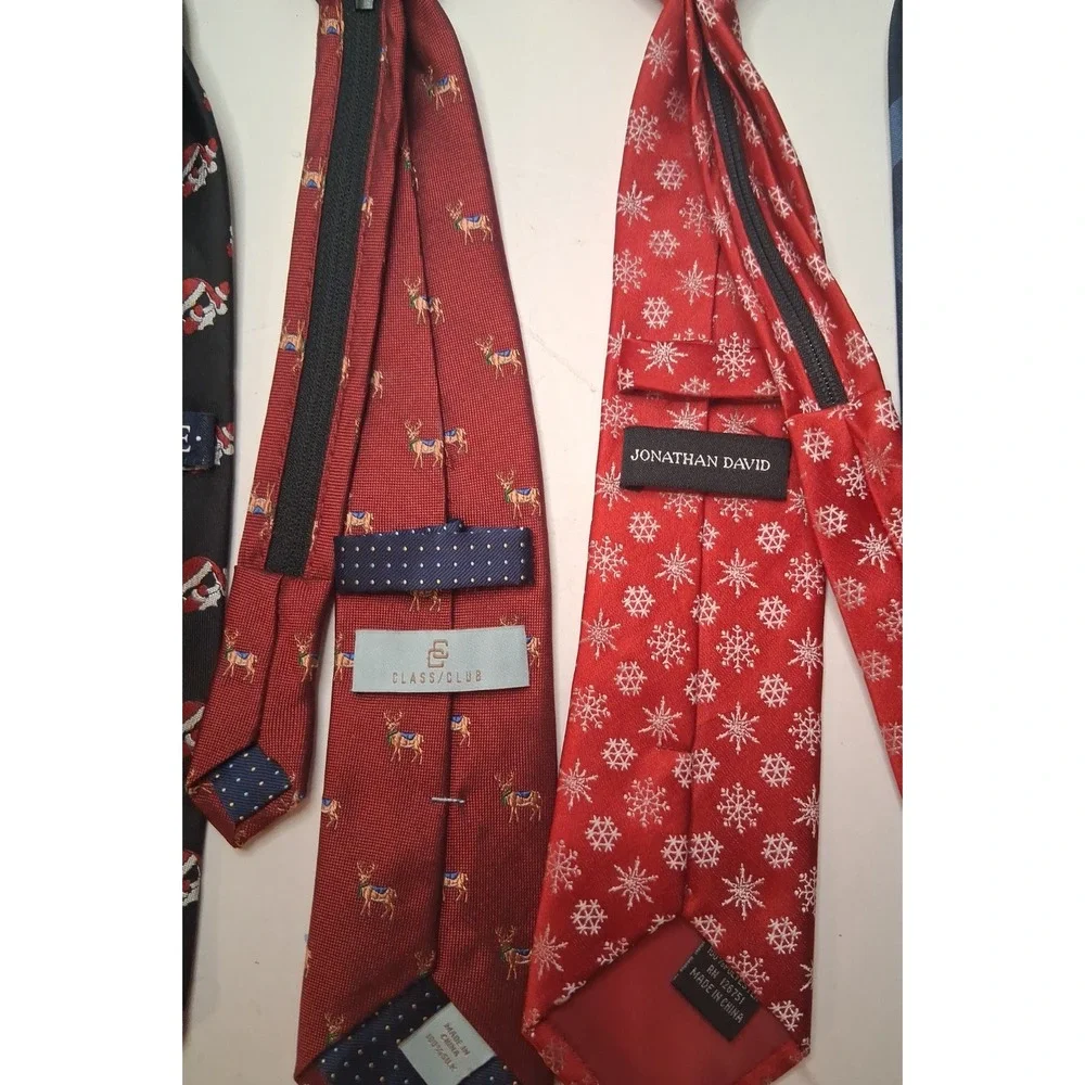 Lot of 6 Boys Zipper Pre-Tied Neckties & 2 Bow Ties Assorted Brands Colors